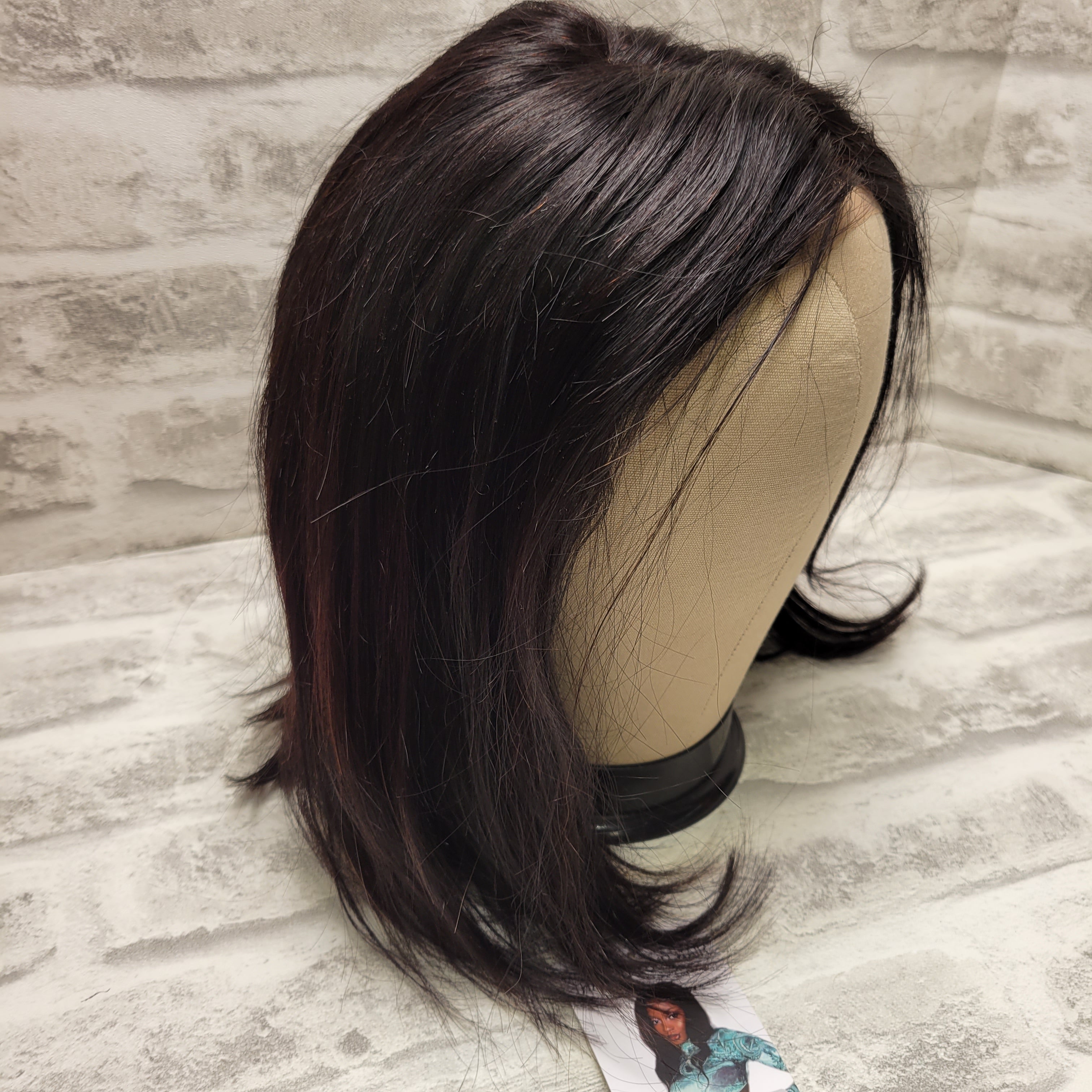 100% Human Hair Wig, Black, 4x4 12", Straight (7610101137646)
